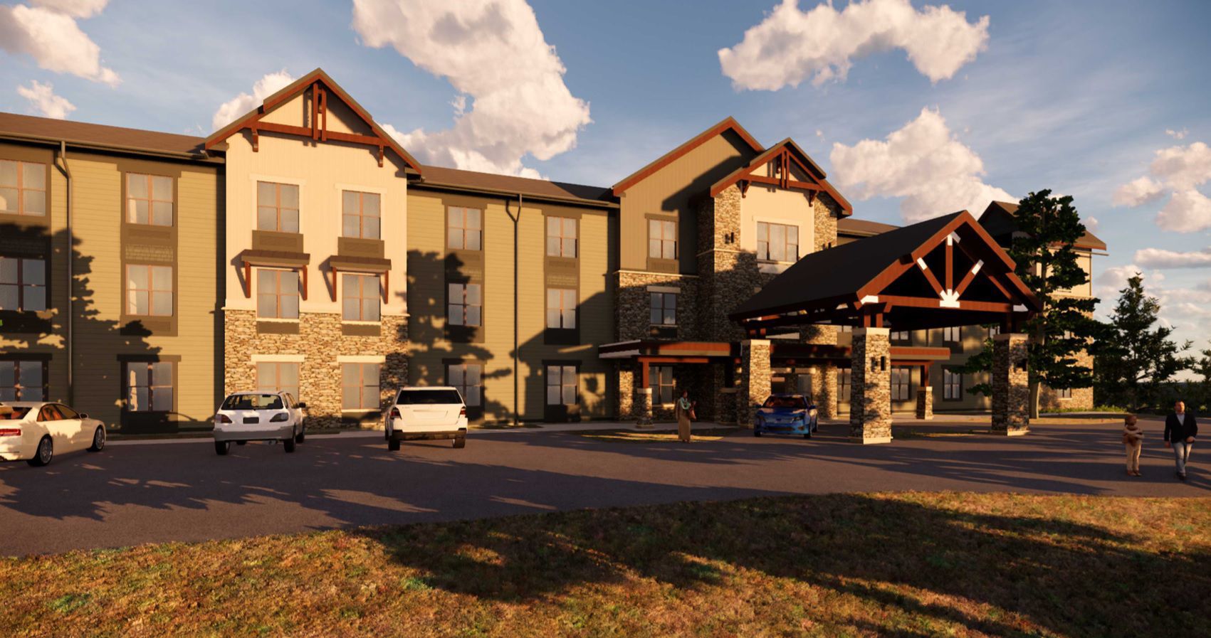 A rendering of the entrance of The Bluffs of Flagstaff